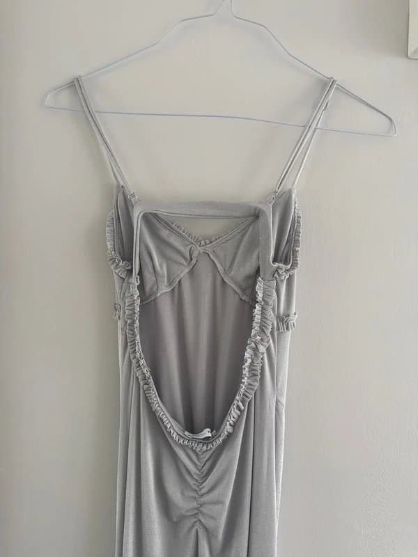 Bershka Bershka sparkly silver ruched maxi dress