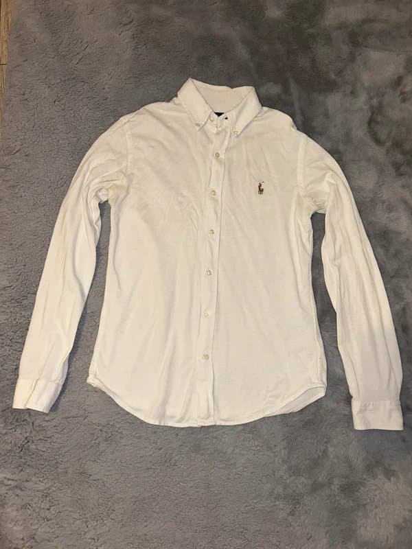 Ralph Lauren Ralph Lauren slim fit knit oxford white long sleeve polo shirt size small 8 - 10