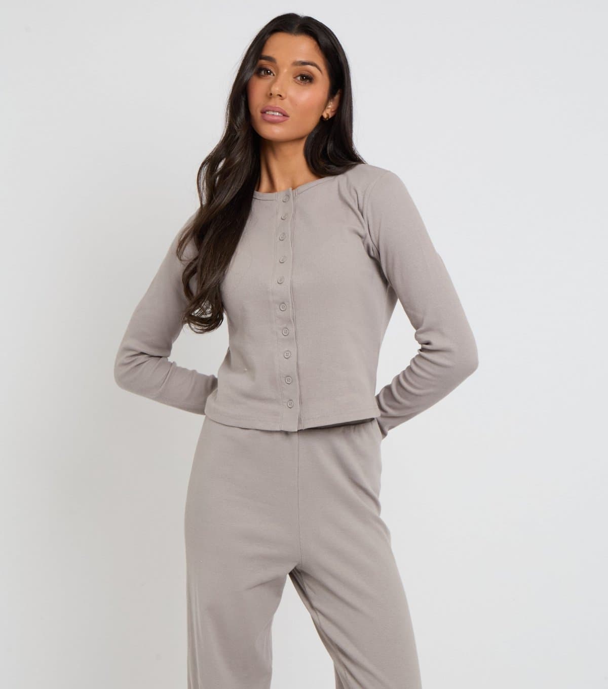 Urban Bliss Urban Bliss Light Grey Ribbed Jersey Top