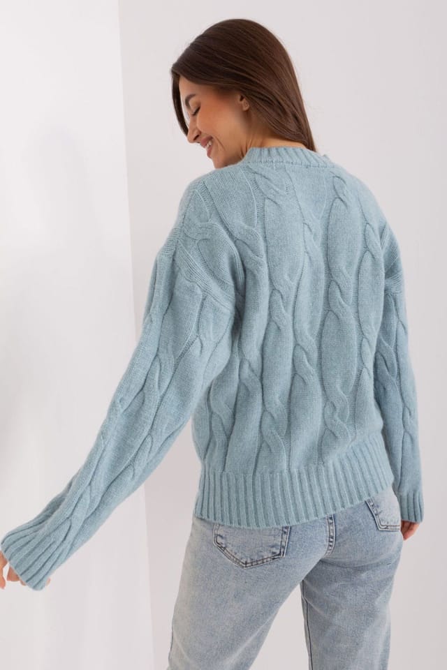 Love Lace Love Lace Women's Workwear Variegated Acrylic Long Sleeve Sweater in Light Blue - 3