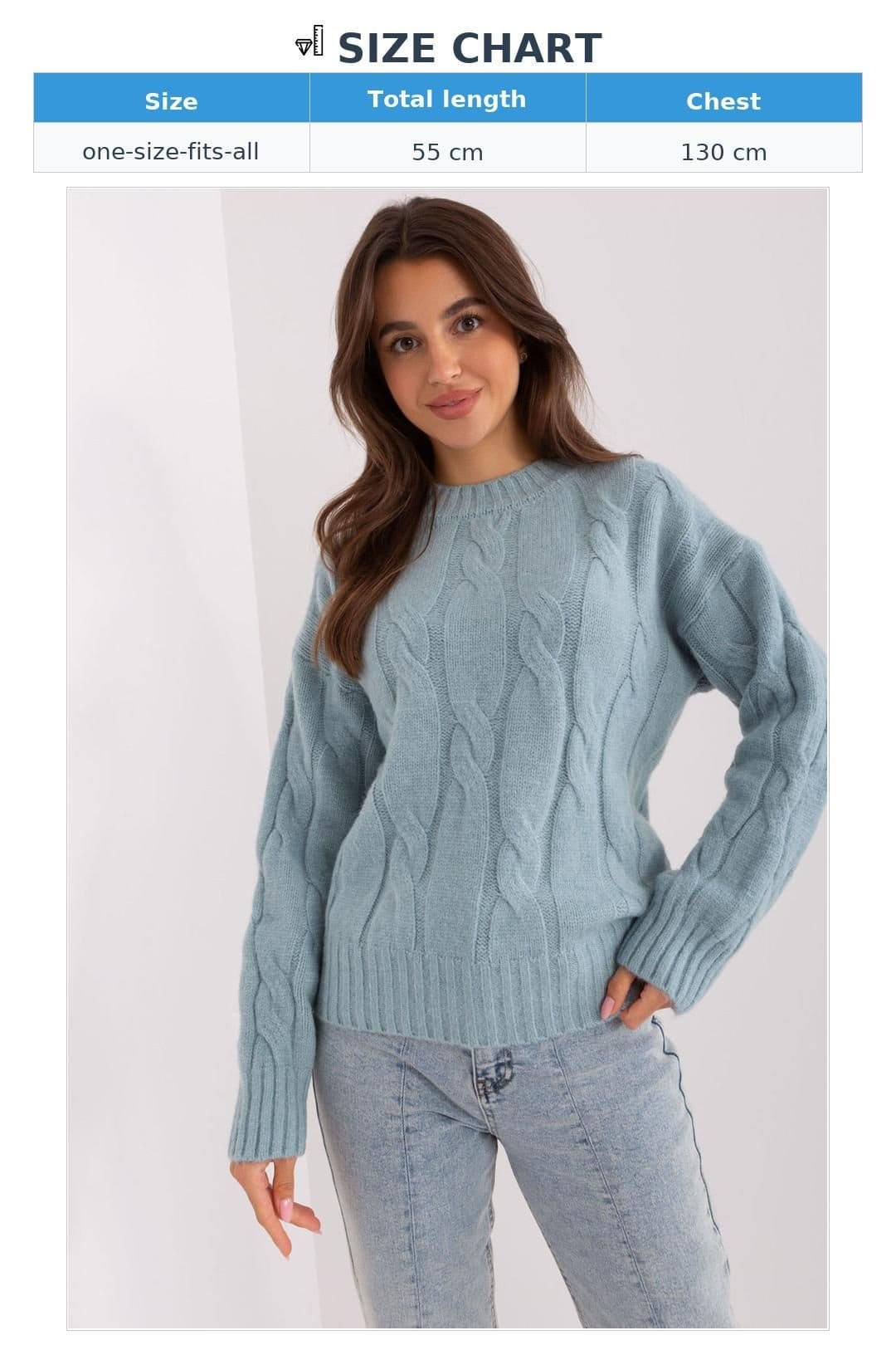 Love Lace Love Lace Women's Workwear Variegated Acrylic Long Sleeve Sweater in Light Blue - 4