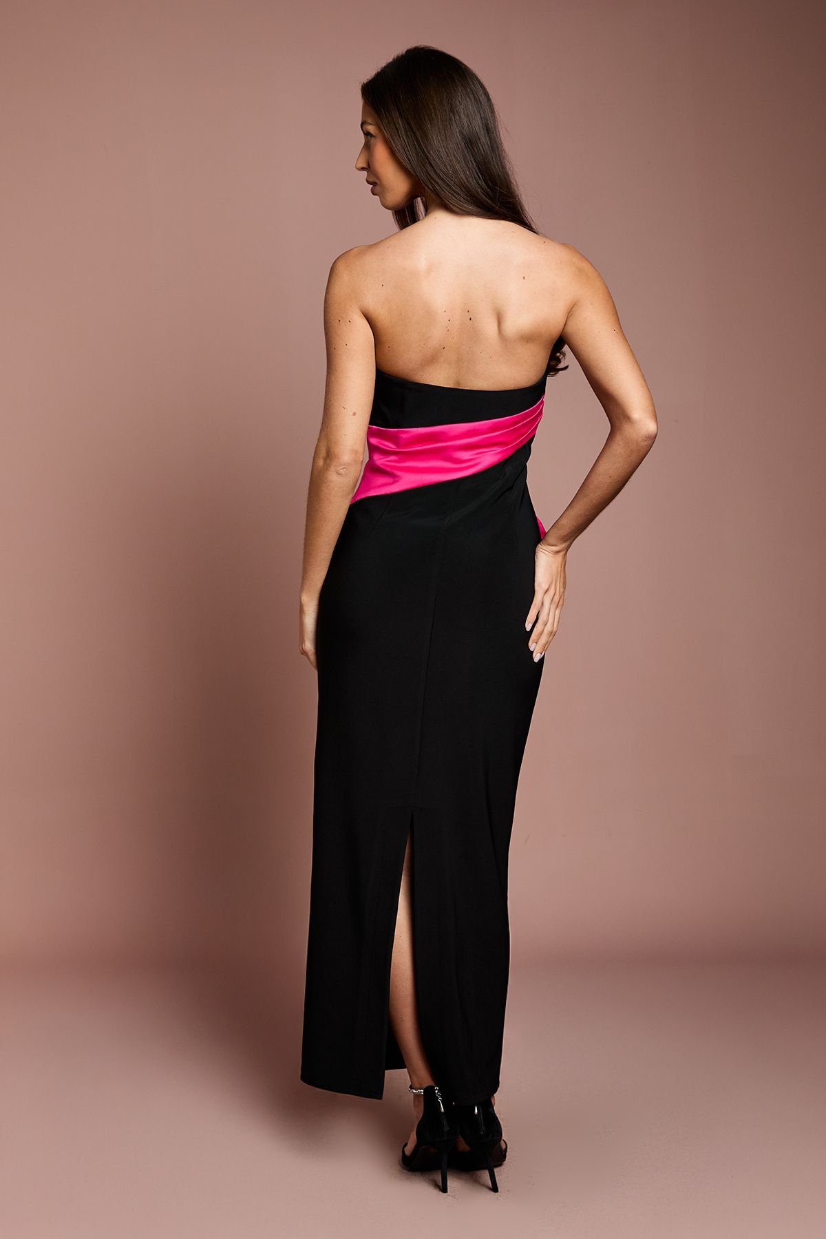 Coast Coast Women's Bandeau Contrast Bow Detail Column Maxi Dress in Black - 3