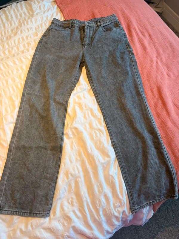 Shein Grey Wide Leg High Waist Jeans Size L (Fits UK 14)