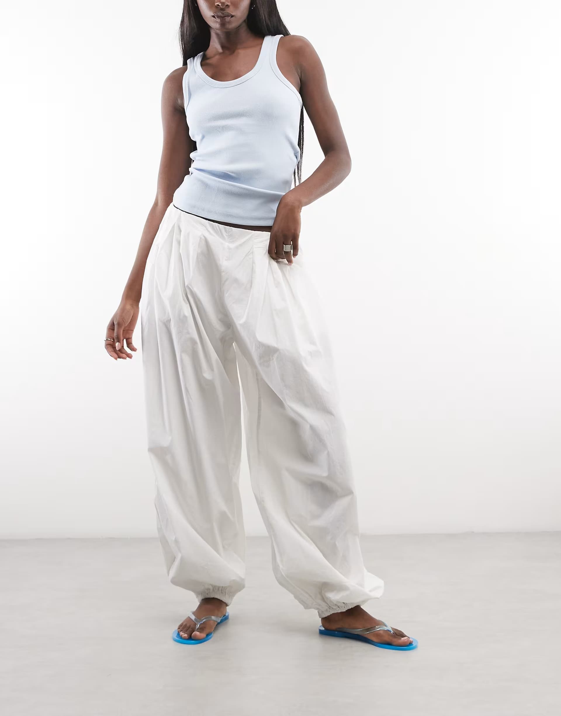 ASOS Weekday pleated balloon trousers in white