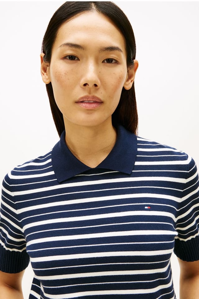 Tommy Hilfiger Tommy Hilfiger Women's Stripe GG Polo S/S Sweat in Navy - 2