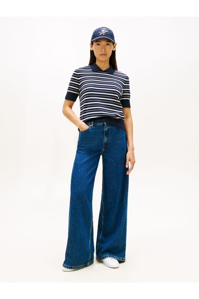 Tommy Hilfiger Tommy Hilfiger Women's Stripe GG Polo S/S Sweat in Navy - 3