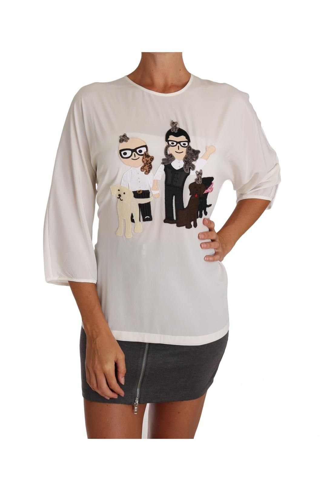 Dolce & Gabbana Dolce & Gabbana Women's White Silk #dgfamily Blouse T-shirt