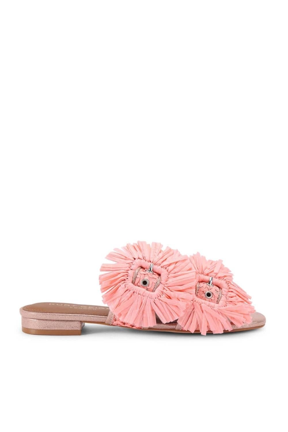 Kurt Geiger London Kurt Geiger London Women's 'Raffia Buckle Flat Sdl' Sandals in Pink