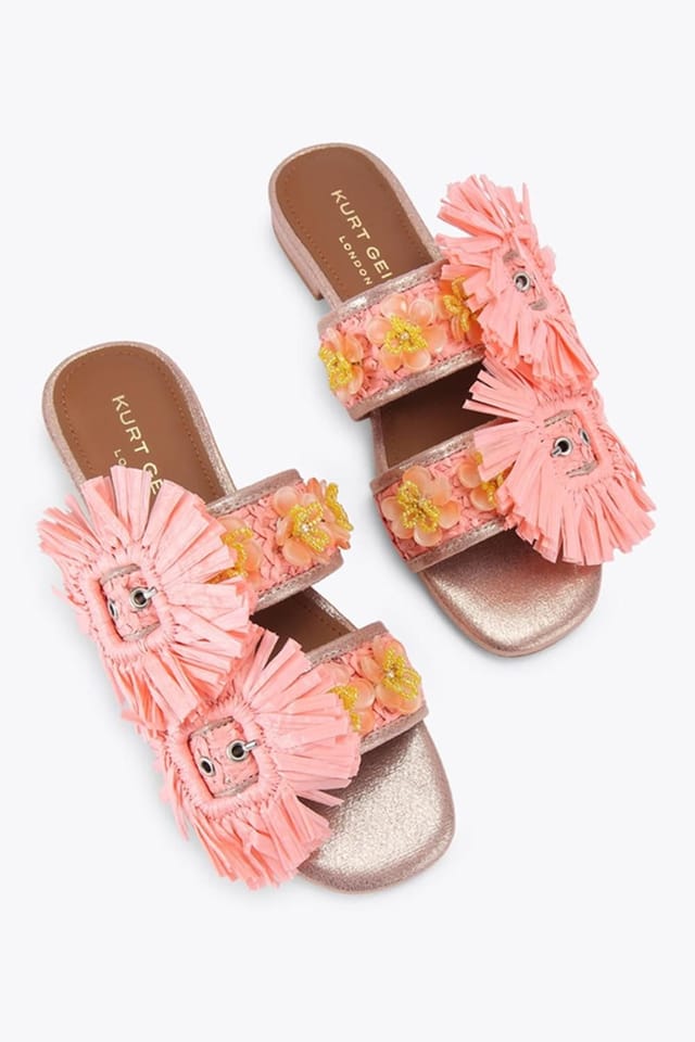 Kurt Geiger London Kurt Geiger London Women's 'Raffia Buckle Flat Sdl' Sandals in Pink - 2