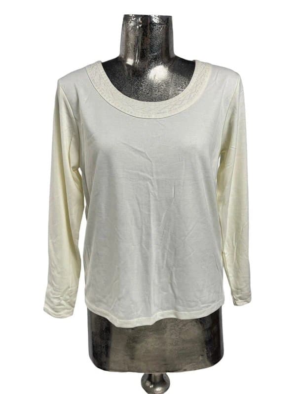 Poppy Poppy t-shirt size m 12 cream cotton womens top sequins new eu40 rrp £29