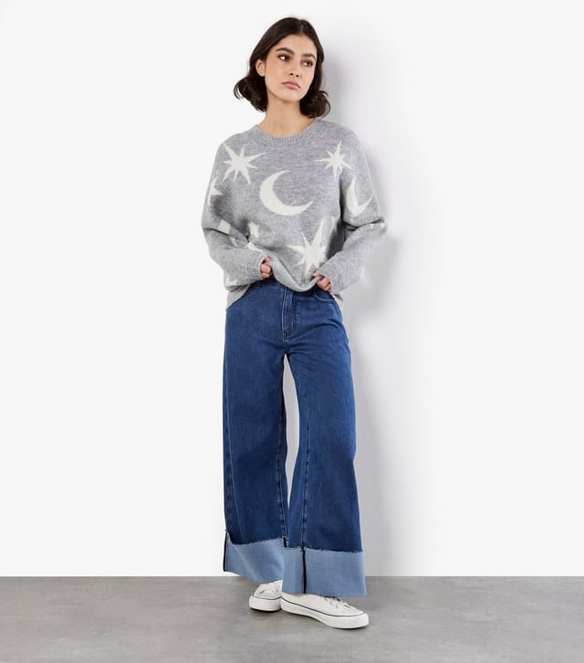 Apricot Women's Light Grey Constellation Jumper Apricot New Look - 2