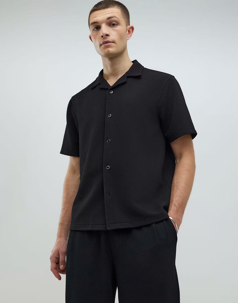 ASOS River Island Slim fit revere shirt in black - 1