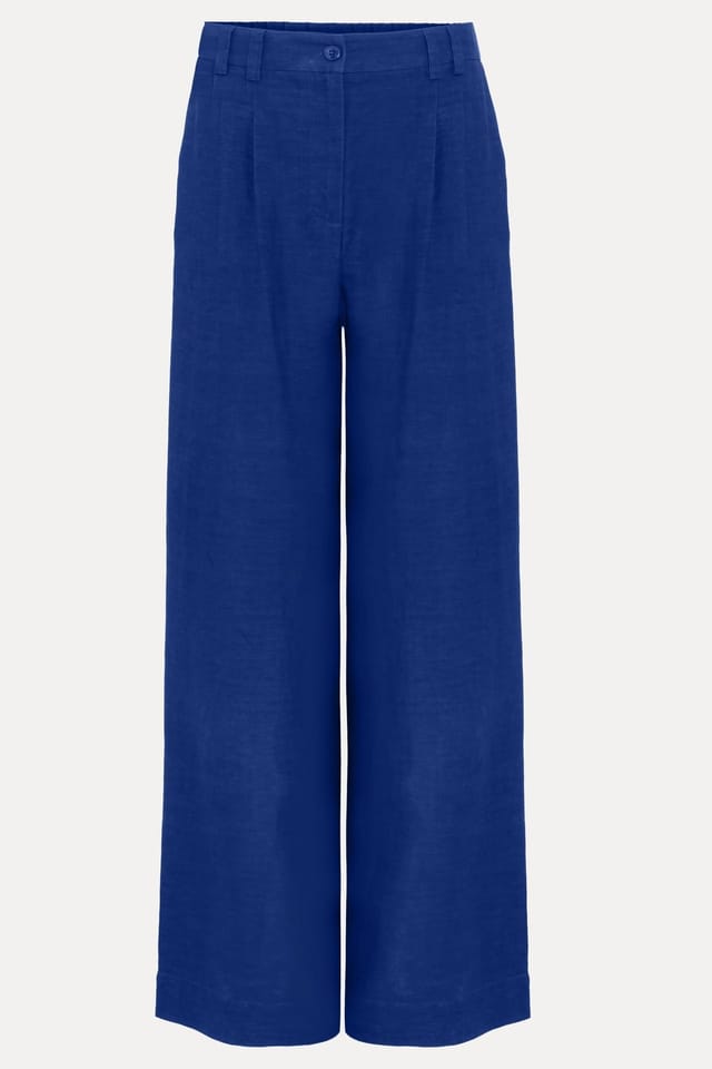 Phase Eight Phase Eight Women's Lottie Wide Leg Linen Trousers in Cobalt - 2