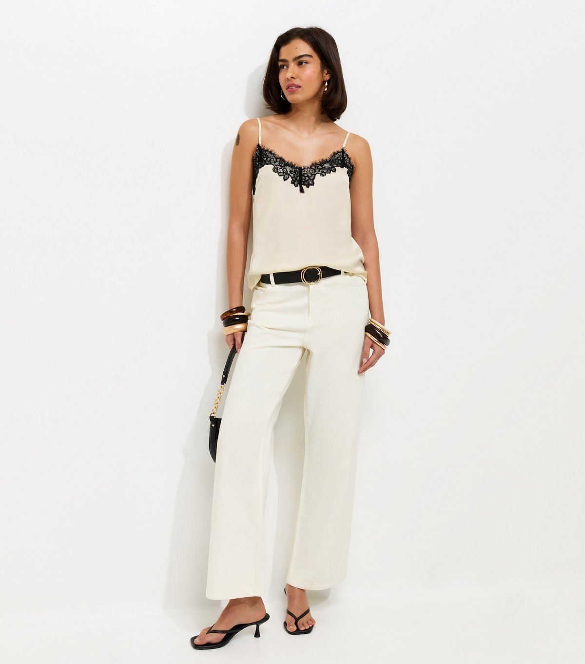 New Look Women's Cream Lace Neck Cami Top New Look - 3