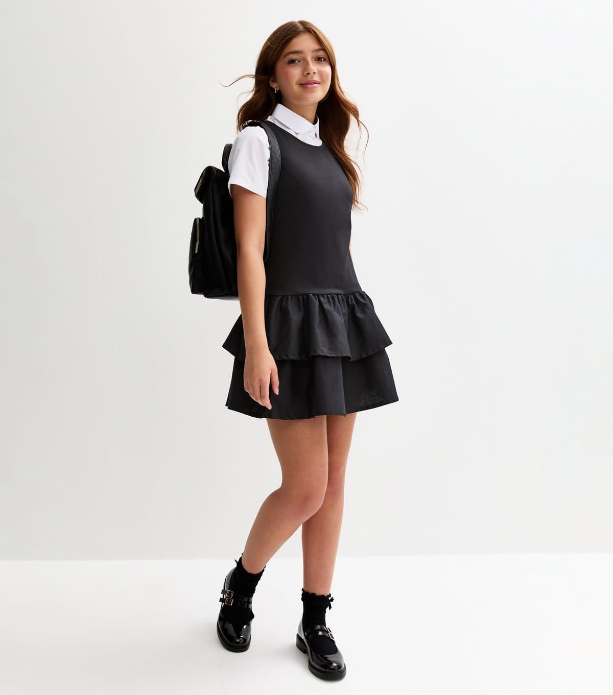 New Look Girls' Black Ponte Rara School Dress New Look