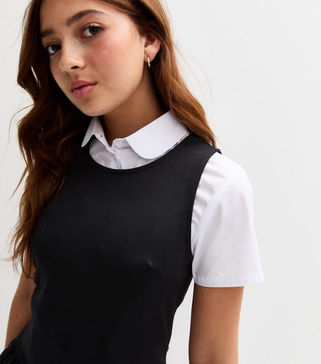 New Look Girls' Black Ponte Rara School Dress New Look - 2