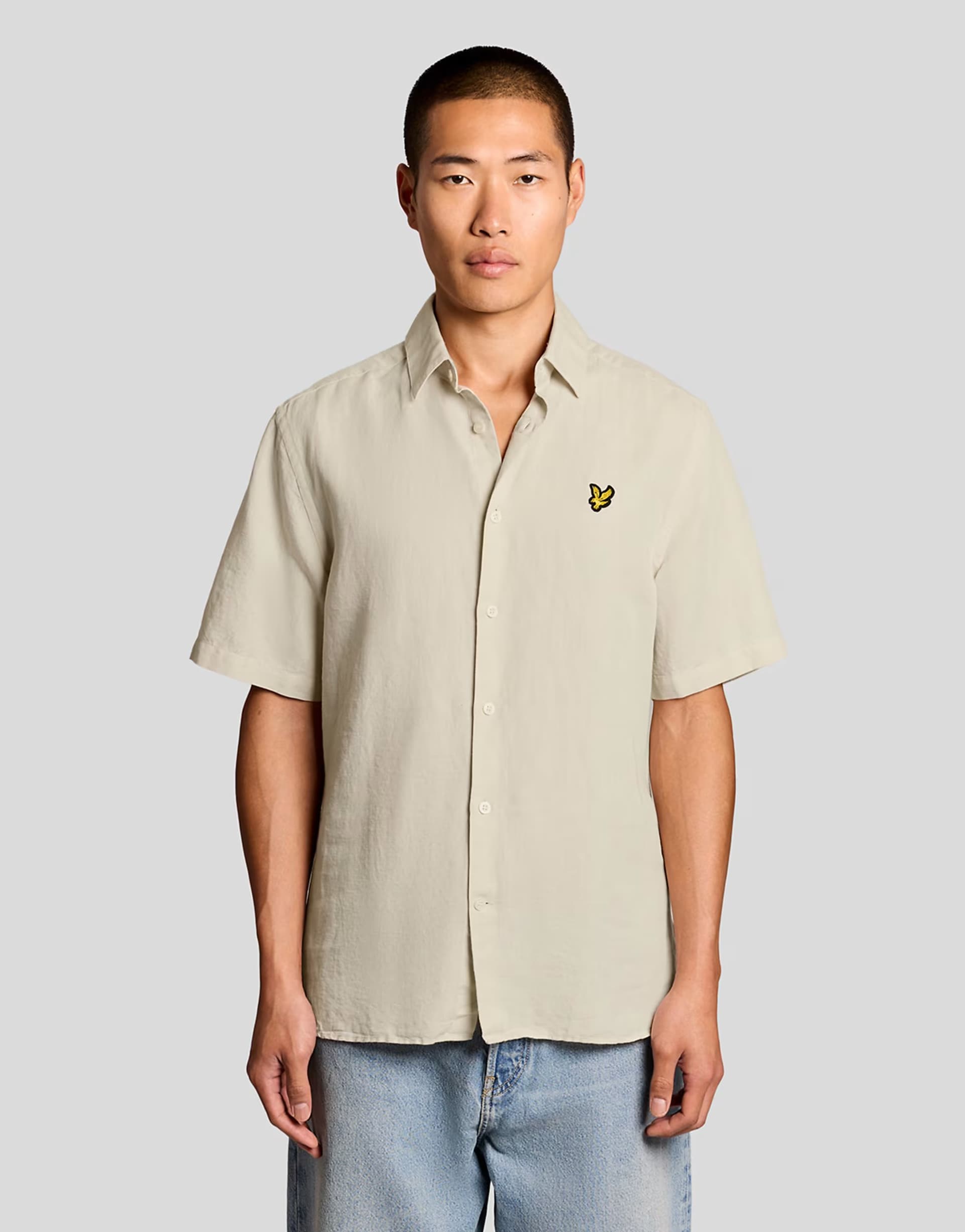 ASOS Lyle & Scott Ss woven shirts short sleeve linen blend shirt in w870 cove