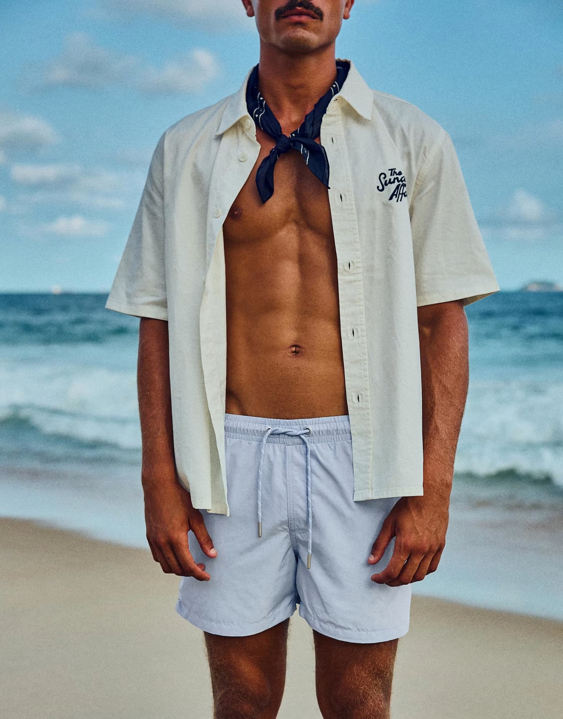 ASOS Bershka Embroidered boxy short sleeve shirt in ecru