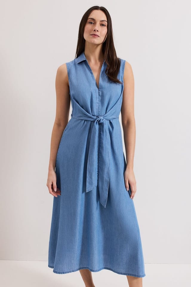 Phase Eight Phase Eight Women's Becky Chambray Dress in Light Blue - 3