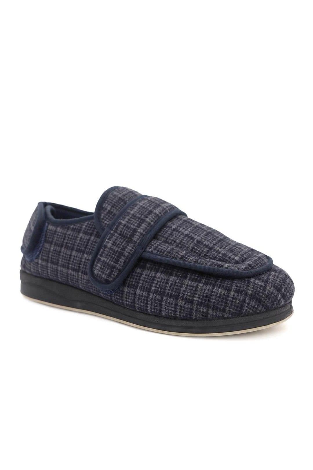 Pavers Pavers Men's Wide Fit Dual Touch Fasten Slippers in Navy