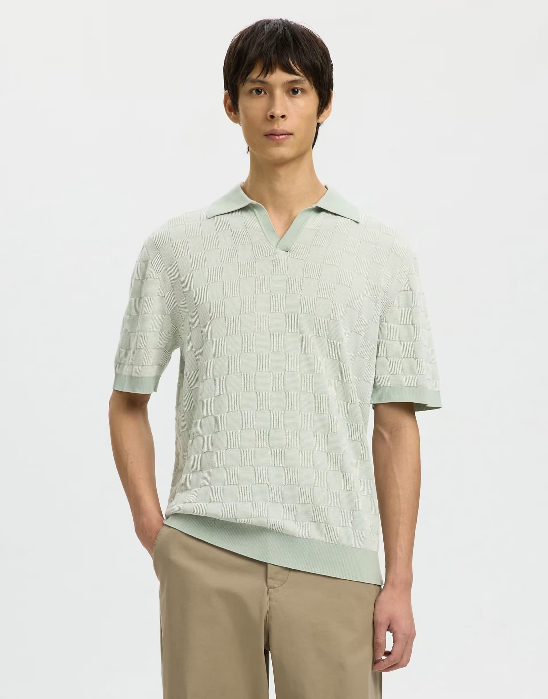 ASOS Selected Polo shirt in aqua gray
