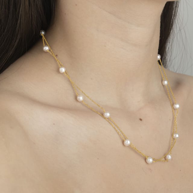 Gold Trip Gold Trip Women's Layered Pearl Satellite Necklace in Gold - 2