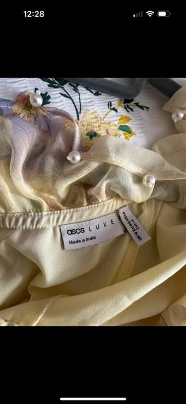 ASOS ASOS Luxe Curve pearl embellished chiffon exaggerated maxi dress in floral print