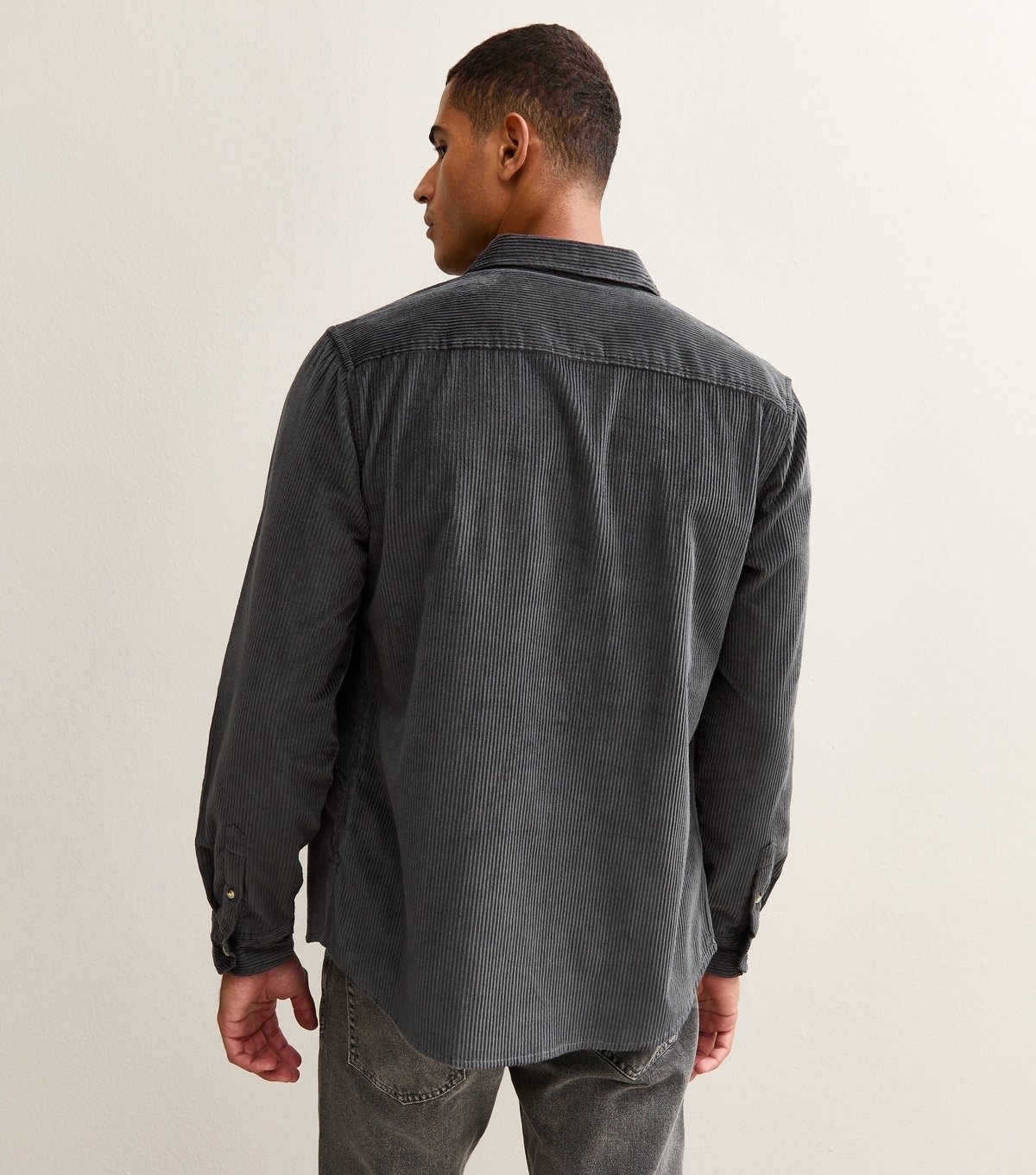 New Look Men's Dark Grey Regular Long Sleeve Corduroy Shirt New Look - 4