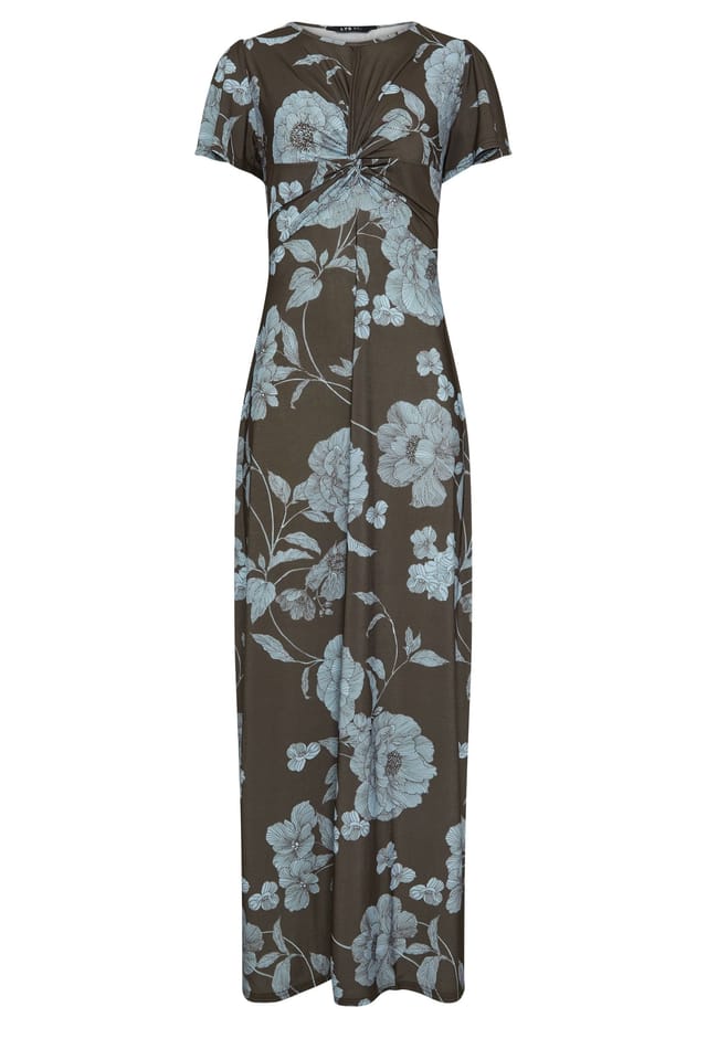 Long Tall Sally Long Tall Sally Women's Tall Floral Twist Front Maxi Dress in Chocolate - 2