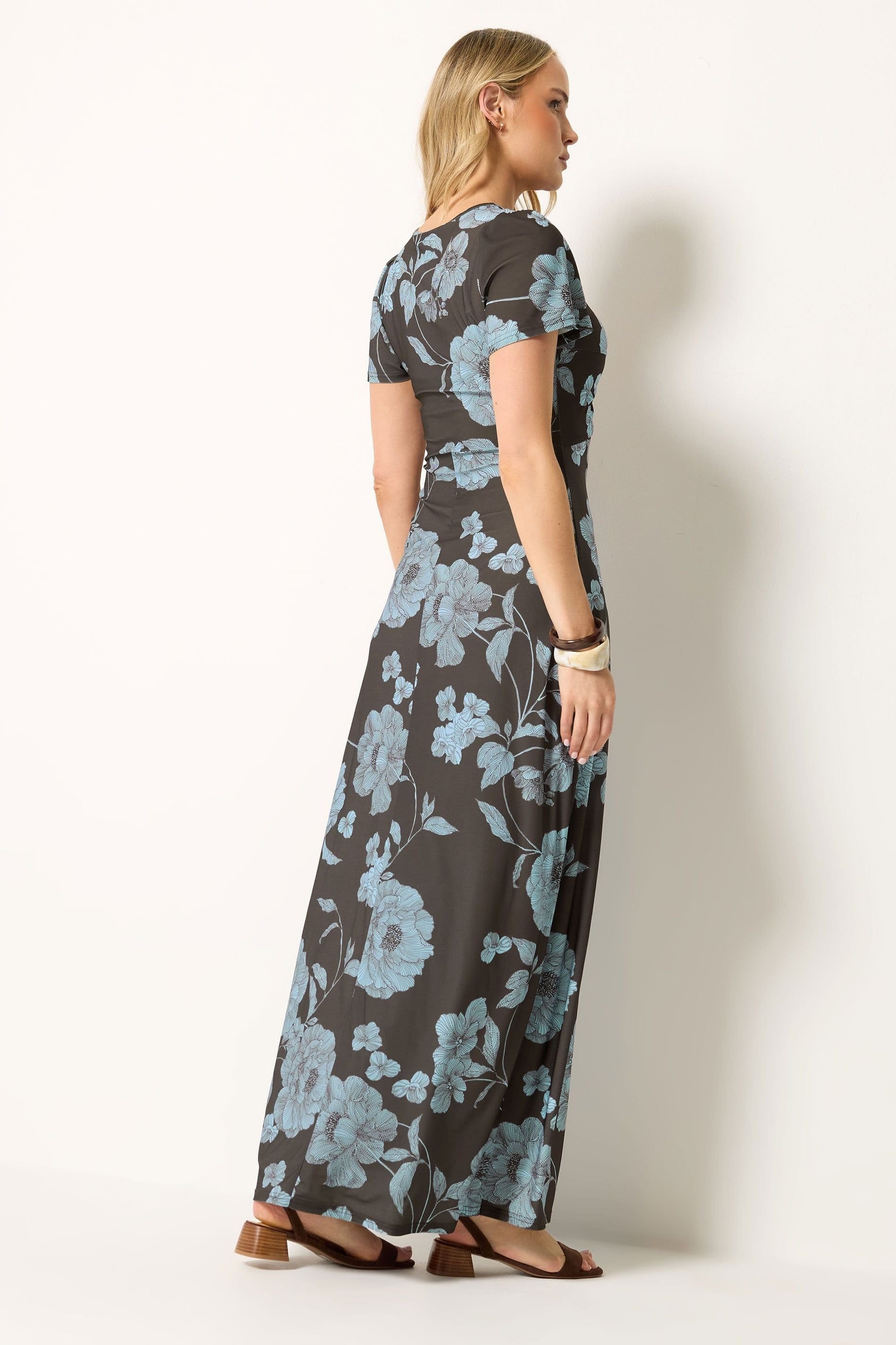 Long Tall Sally Long Tall Sally Women's Tall Floral Twist Front Maxi Dress in Chocolate - 4