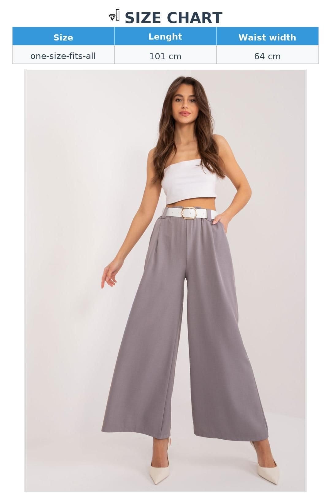Love Lace Love Lace Women's Italian Moda High Waist Palazzo Trousers in Grey - 4