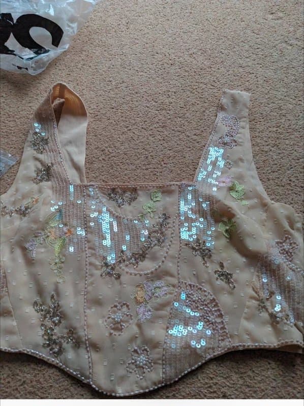 ASOS Asos party festival sequin crop top nude sleeveless 10