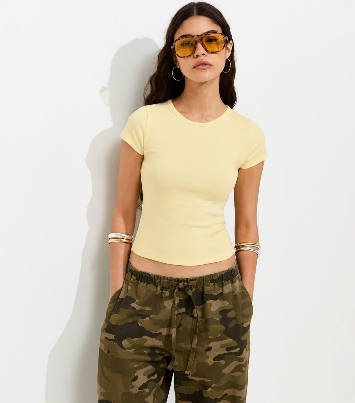 New Look New Look Light Yellow Cotton-Rich Baby Tee