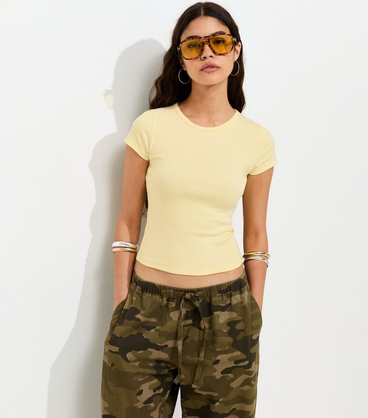 New Look Women's Light Yellow Cotton Rich Baby Tee New Look - 1