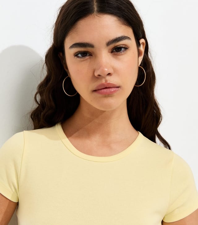 New Look Women's Light Yellow Cotton Rich Baby Tee New Look - 2