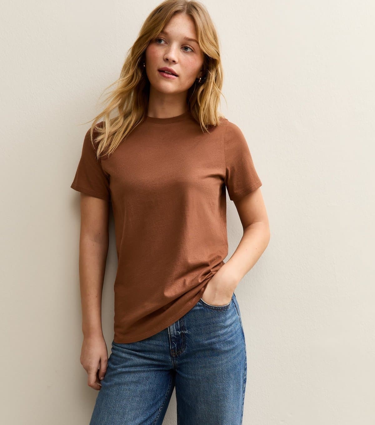 New Look New Look Burnt Orange Cotton Crew Neck T-Shirt