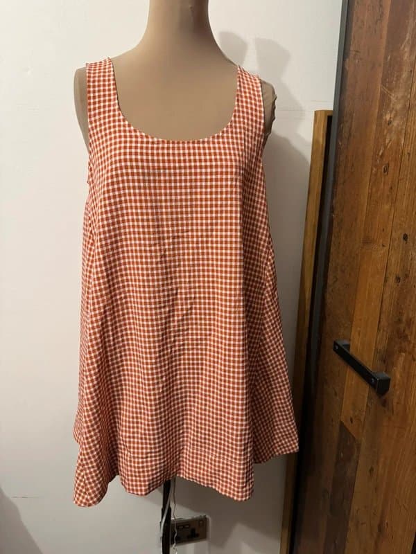 ASOS Design scoop neck smock mini dress in red gingham print size 10 boxy oversized