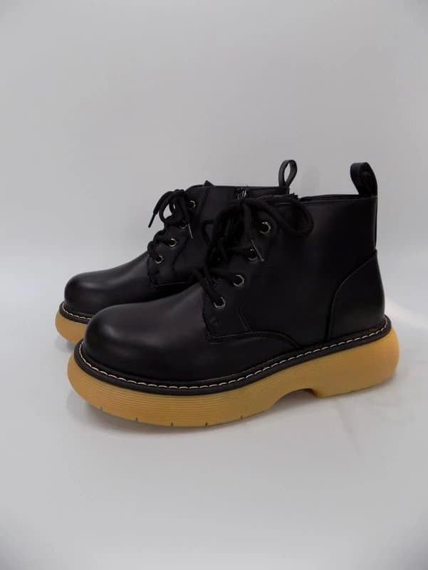 Vestante Black Ankle Boots Combat Chunky Womens UK 3 Lace Up Platform Faux Leather Goth