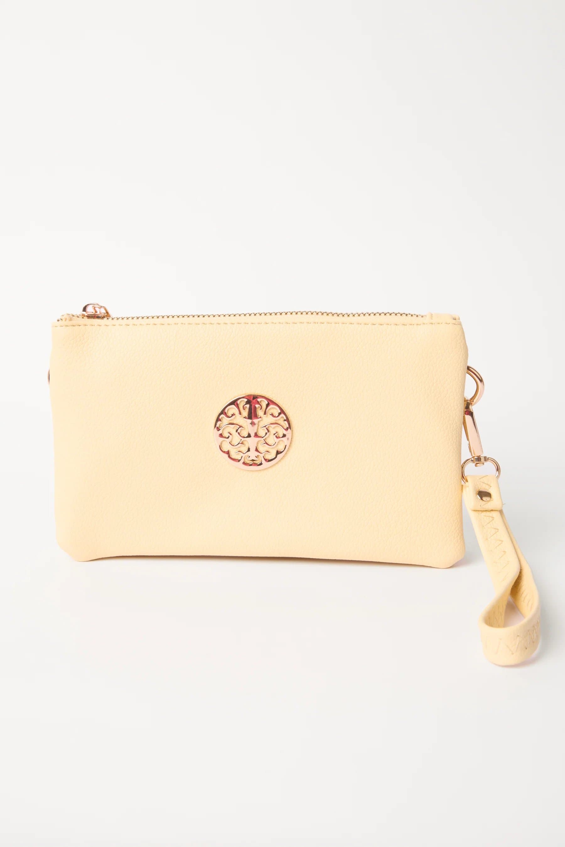 Blue Vanilla Detailed Zip Up Purse With Detachable Strap