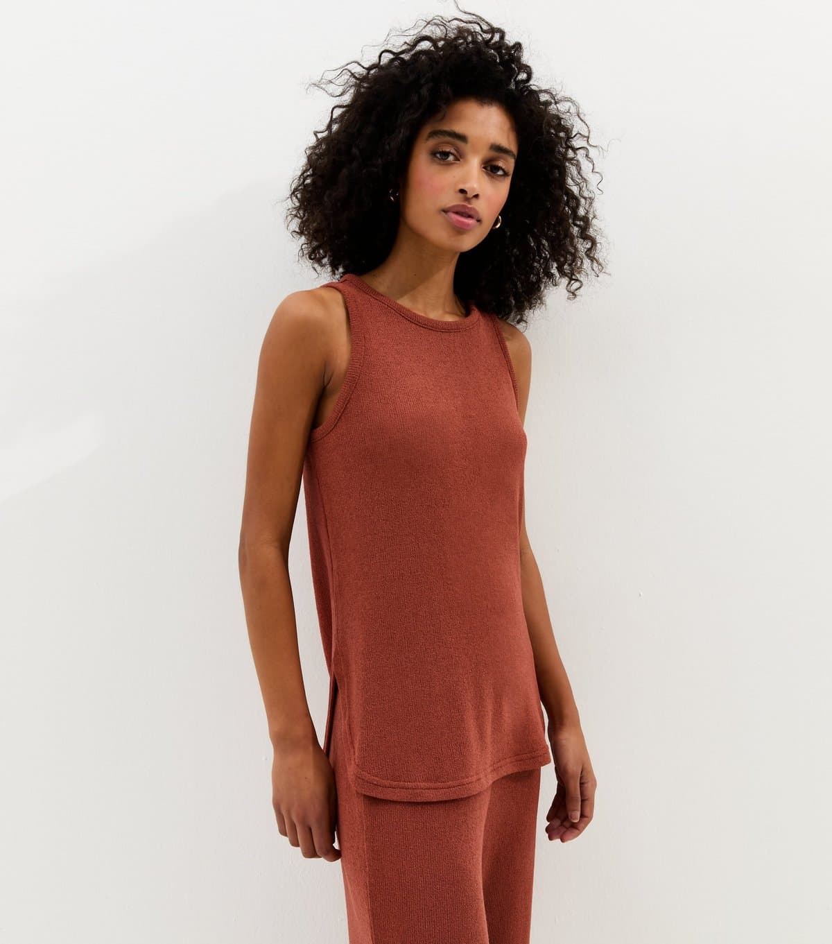 New Look Women's Dark Red Textured Vest Top New Look