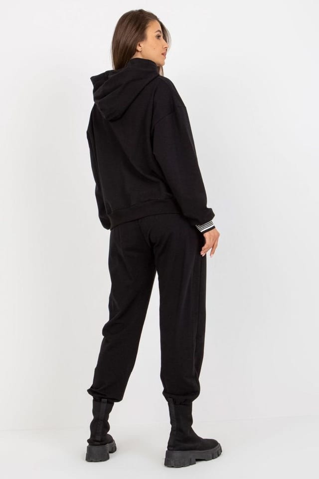 Love Lace Love Lace Women's Hooded Sweatshirt & Tie Waist Pants Set Style 172718 in Black - 3