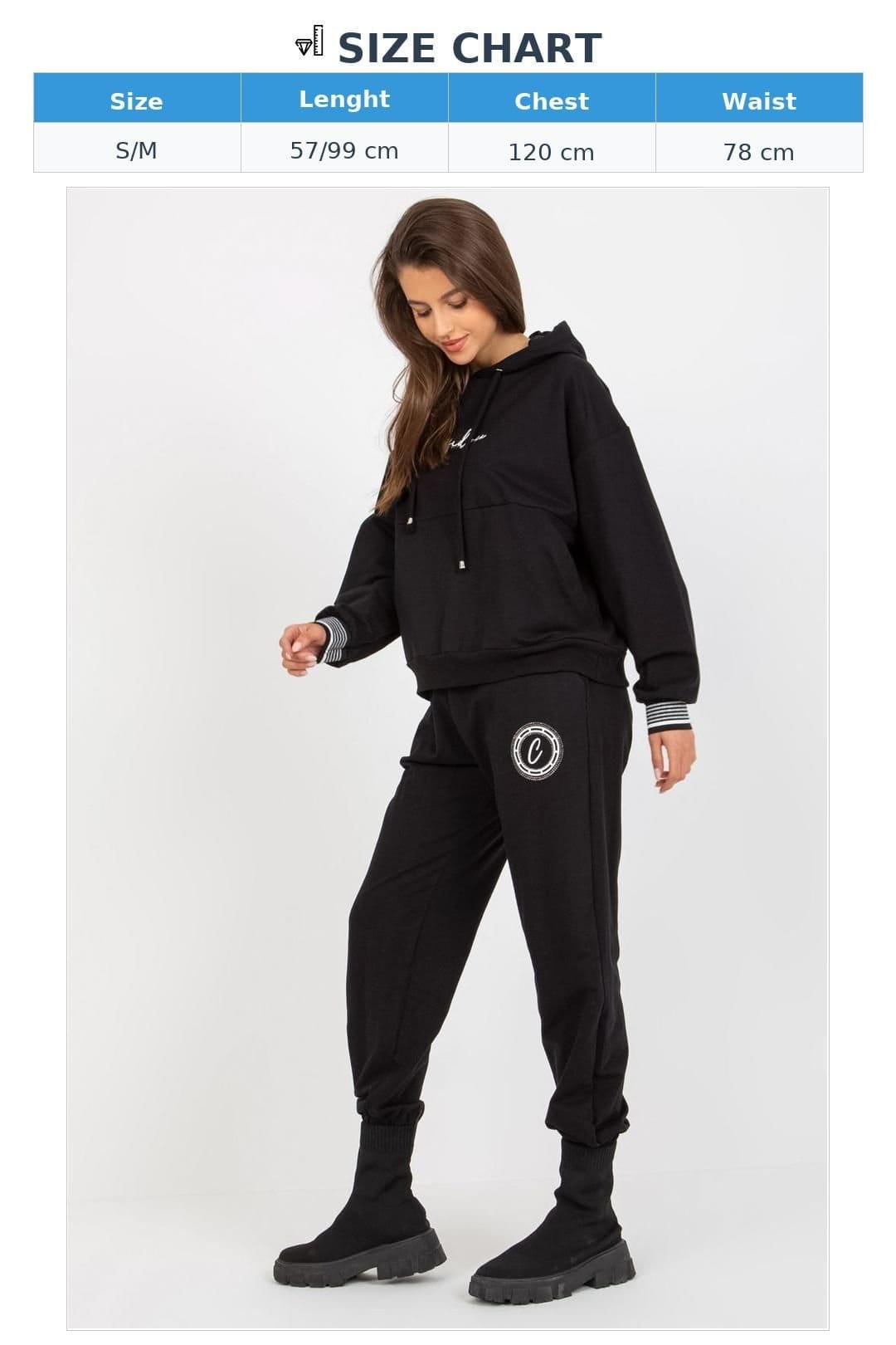Love Lace Love Lace Women's Hooded Sweatshirt & Tie Waist Pants Set Style 172718 in Black - 4
