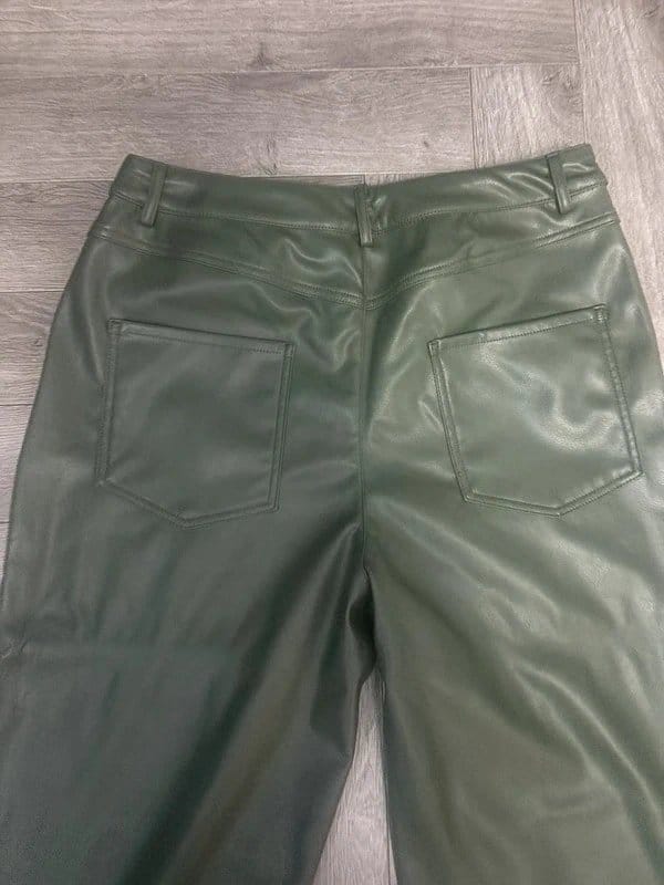 ASOS Dark Green PU Straight Leg Trousers