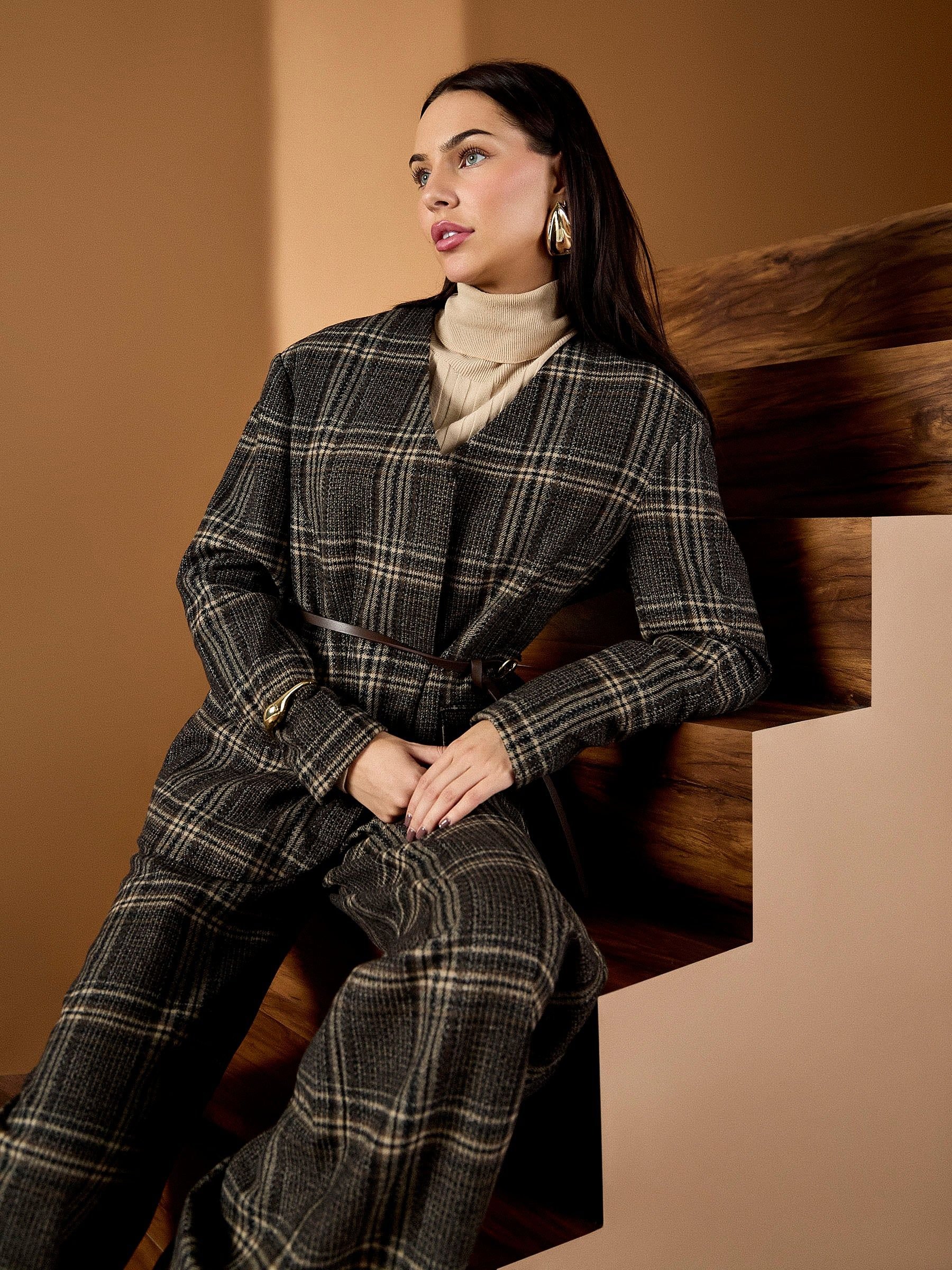 GWD by GEORGE W. DAVIES GWD by GEORGE W. DAVIES Women's GWD Aimee Brown Check Wide-Leg Trouser - 2