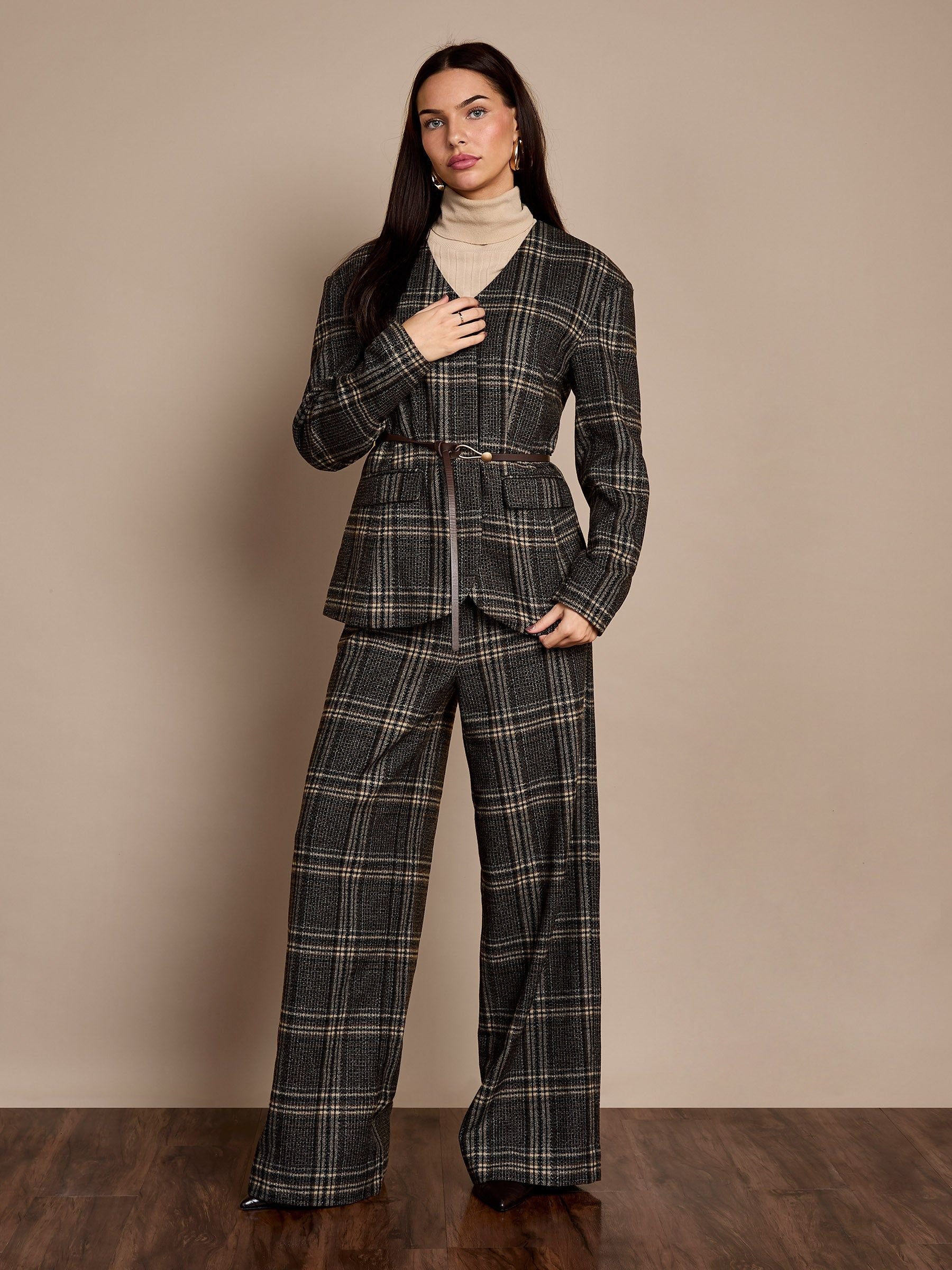 GWD by GEORGE W. DAVIES GWD by GEORGE W. DAVIES Women's GWD Aimee Brown Check Wide-Leg Trouser - 3