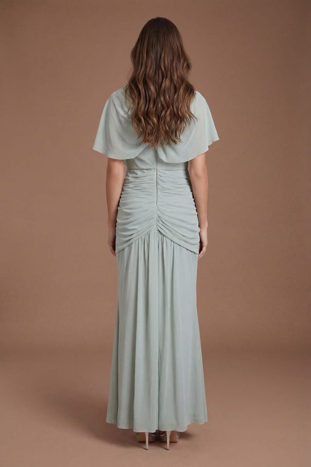 Coast Coast Women's Twist Cape Sleeve Contour Collective Bridesmaid Dress in Sage - 3