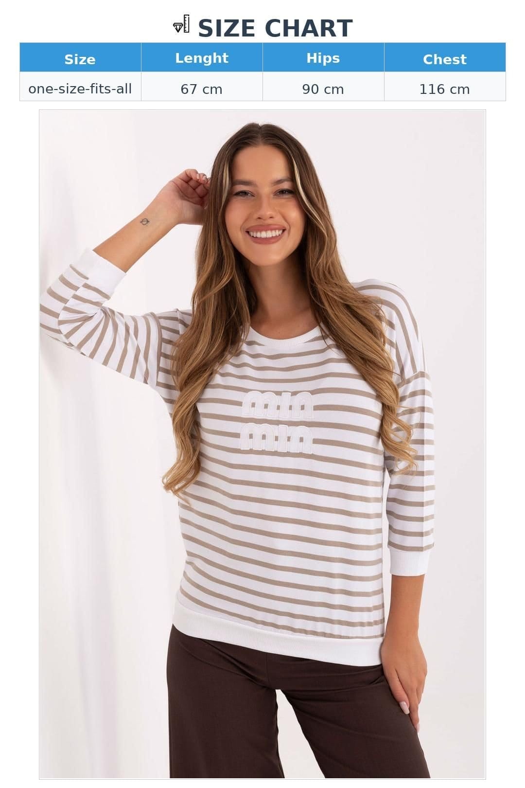 Love Lace Love Lace Women's Casual Micromodal Elastane Striped Blouse in Beige - 4