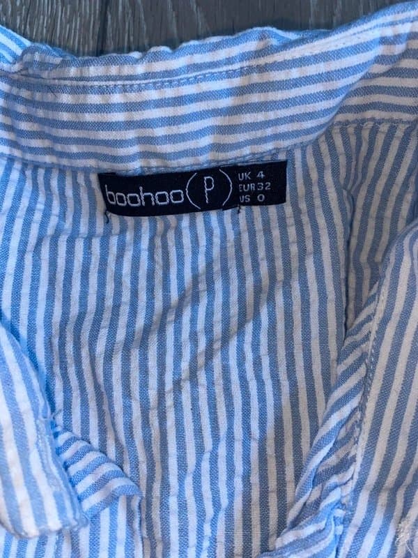 Boohoo Boohoo pyjamas pjs blue white striped collared long sleeve shirt dress size 4