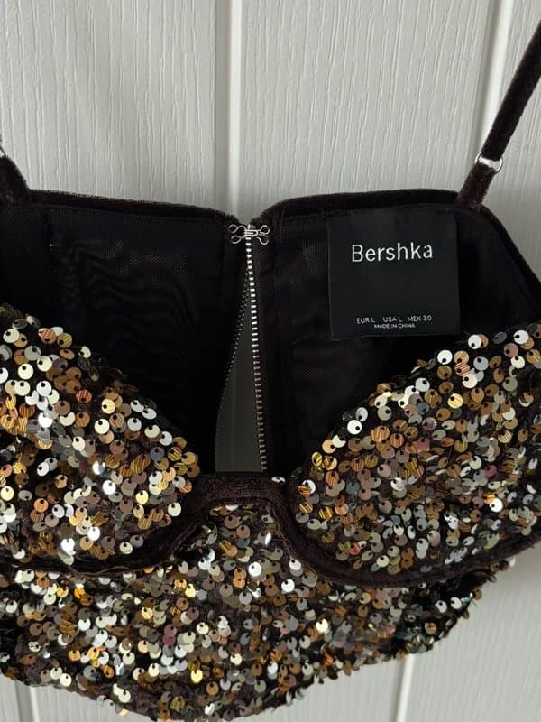 Bershka bershka cropped sequin bustier top