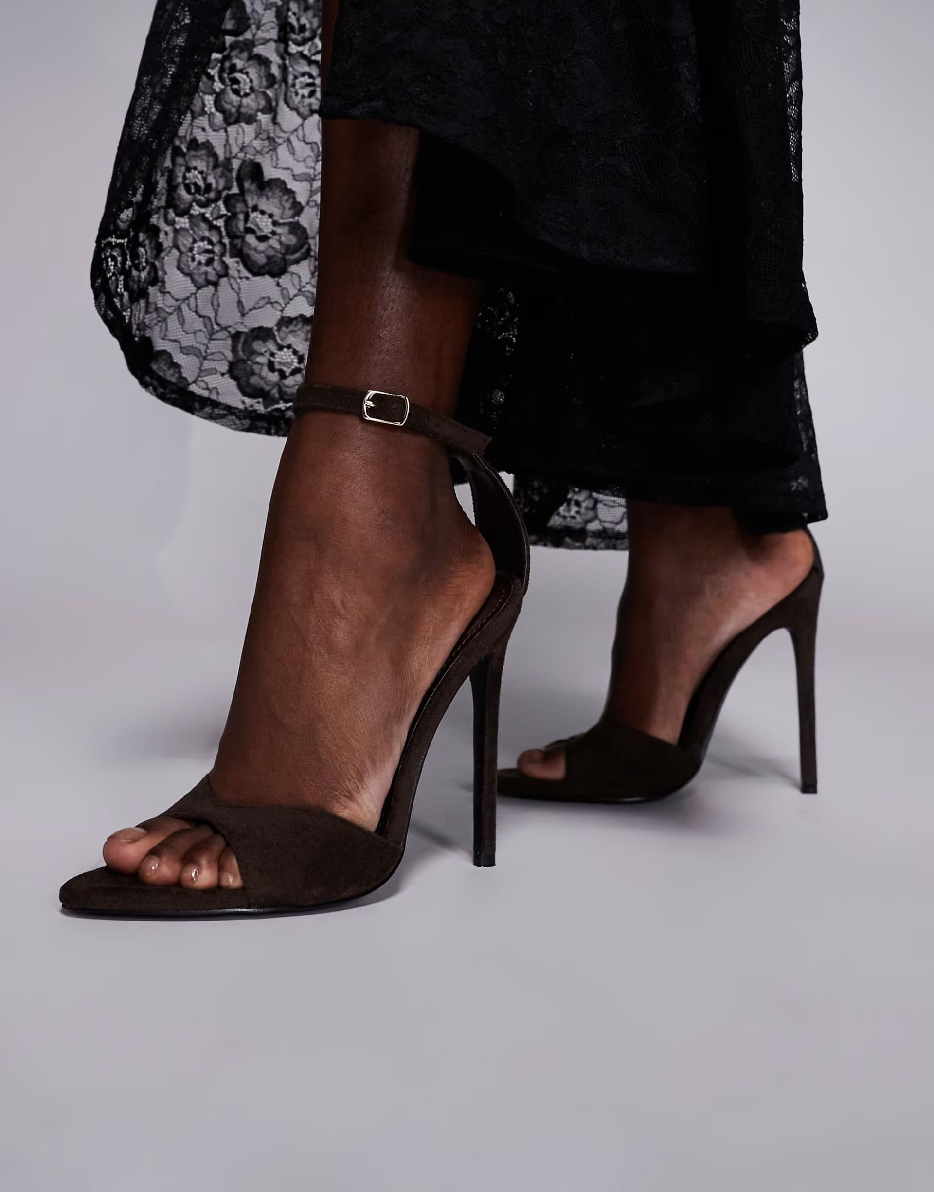 ASOS Simmi London Eavie heeled sandals in chocolate suedette
